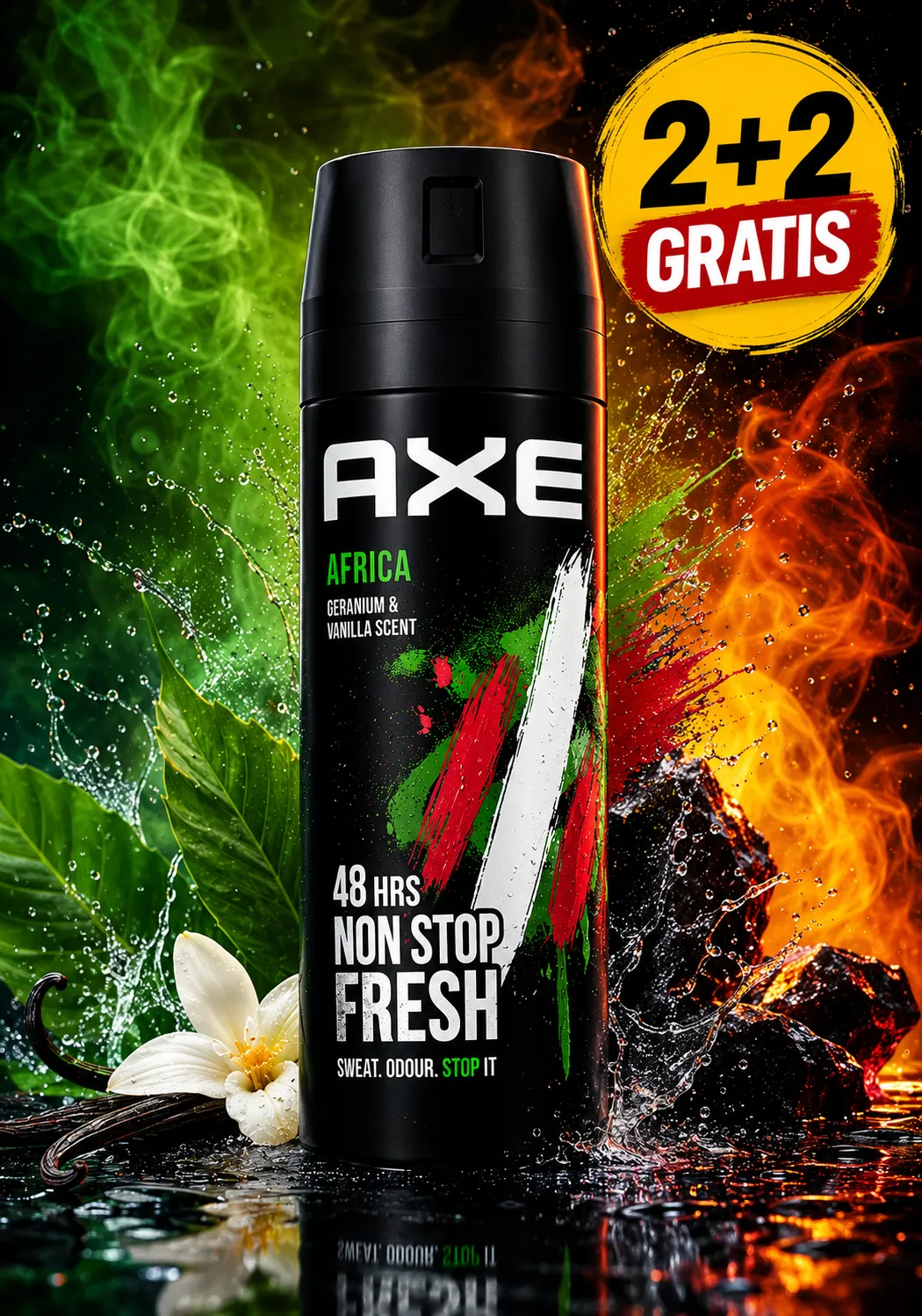 2+2 Gratis - Axe Africa Deodorant en Bodyspray